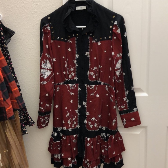 Sandro “Lucila” mixed print crepe dress - Picture 2 of 5